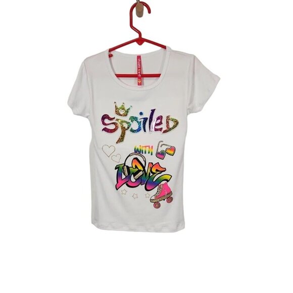Girls Spoiled with Love Embossed Foil Graphic Tee - White - Size S (4)‎ - Picture 2 of 7